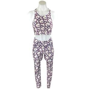 Goldsheep Multicolor Logo Sleeveless Crop Top Leggings Athletic 2 Pc Set Size M